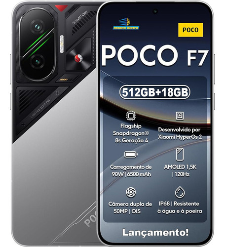 Xiaomi Poco F7 Edição Limitada 512gb+18gb Ram Prata Global