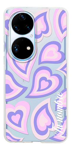Funda Para Huawei Para Mujer Corazones Morados Con Nombre