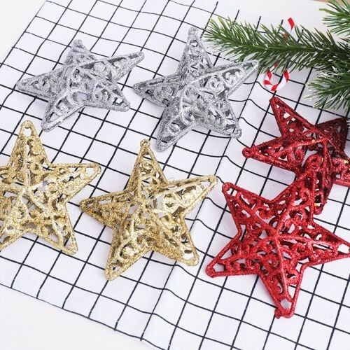 Imagen 5 de 10 de Estrella Navideña X 4 Para Arbolito Adorno Deco Navidad