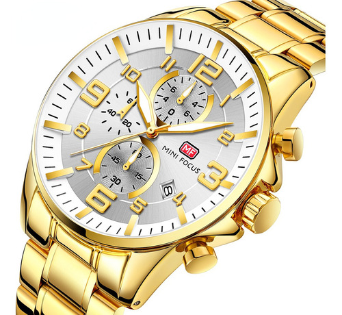 Mini Focus Hombres Negocios Oro Esfera Grande Relojes