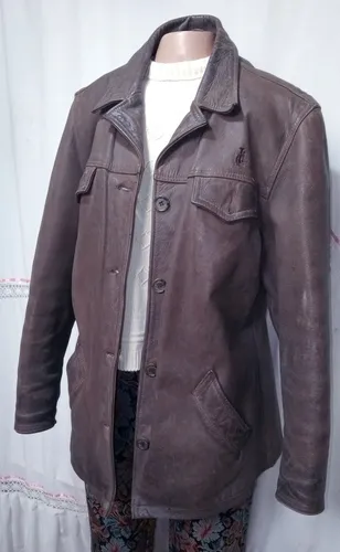 Campera De Cuero Mujer John L.cook Marron Vintage Usad (Usado)