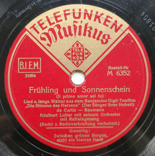 Tango Fox Trot Lutter Regrain Disco Pasta Telefunken 6352 (Usado)