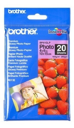 Papel Fotográfico Satinado Brother 190g/m 10 X 15cm 20 /vc