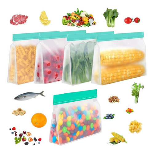 10 Bolsa Grande Reutilizable Refrigerador Sellable Comida