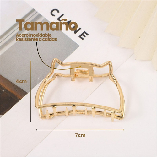 3 Pinzas Para Todo Tipo Cabello Orejas Gatito Moda Dama Niña Dorado