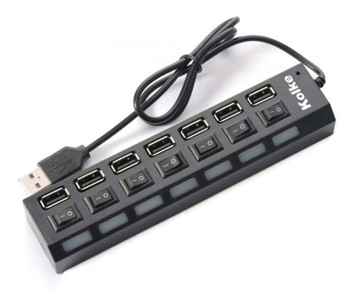 Imagen 2 de 9 de Hub Usb 7 Puertos Kolke Kav-105 Switch Individual 2.0