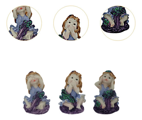 3pcs Garden Fairy Figurinas Estatuas En Miniatura Regalo,