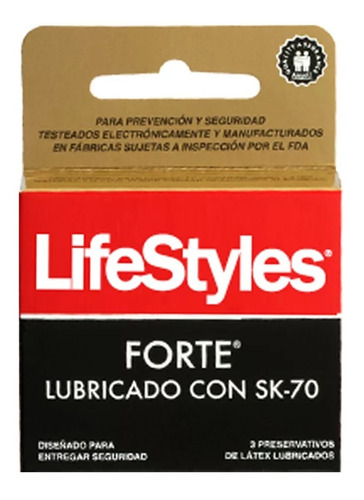 Condón Lifestyles  - Caja De 3 Unidades -  Forte