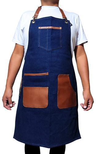 Mandil Jean De Cocina Chef Delantal Parrillero Denim Azul