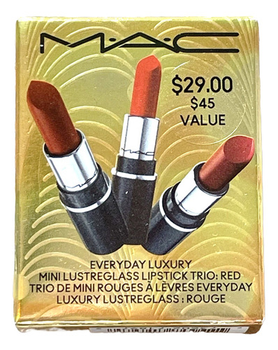 Mac Lipstick Mini Kit Con 3 Pzas Tamaño Viaje En Caja