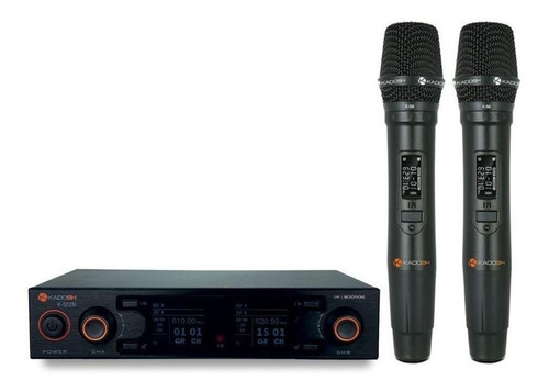 Microfone de Mão Duplo Sem Fio Kadosh K-502M Dinâmico