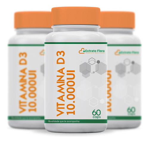 Kit Vitamina D3 10.000ui 60 Cápsulas 3 Unidades