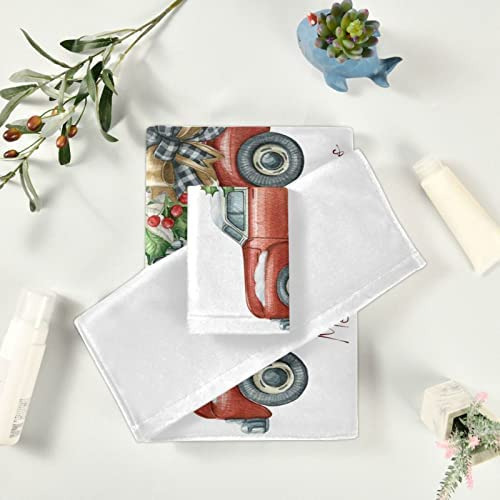Juego De Toallas De Baño De Camión Rojo Navideño, 3 Uds. Toa