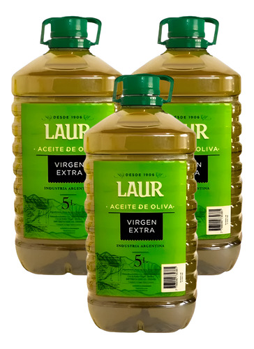 Pack X 3 Aceite De Oliva Extra Virgen Laur Bidón De 5 Litros