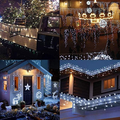 Imagen 7 de 10 de Luces De Navidad Guirnalda Solar Deco 100 Led Panel 10 Mts