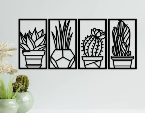 Cuadros Plantas Cactus En Madera Mdf