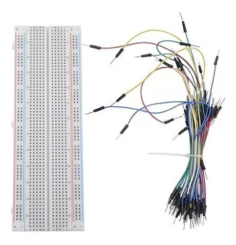 Kit Protoboard Grande 840 Puntos+ 65 Cables Jumpers Puentes