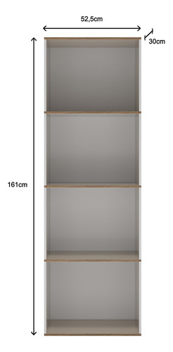 Estante Livreiro Multiuso Off White Com 5 Prateleiras Madeira Armário Moderno P/ Escritorio Mod: Machina
