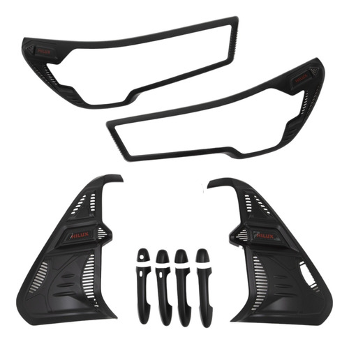 Kit Decorativo Exterior Negro Para Toyota Hilux Revo 2021-22