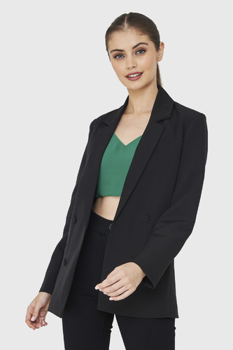 Blazer Cuatro Botones Decorativos Negro Nicopoly