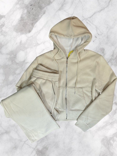 Conjunto De Micropana Acanalada - Temporada Otoño/invierno Marrón Claro Lisa Xl