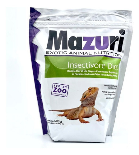 Alimento Mazuri Dieta Insectívora Gecko Dragón Anolis 500gr