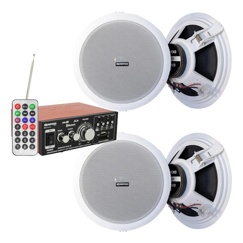 Kit Som Ambiente Receiver 60 Watts Bluetooth +4 Arandelas 