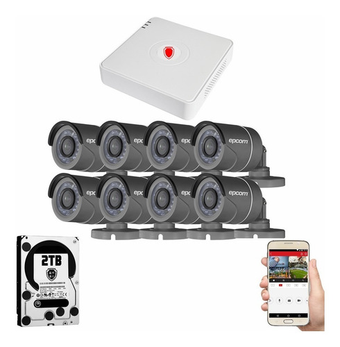 Kit Cctv Circuito Cerrado 8 Camaras Vigilancia Epcom Bh 2tb