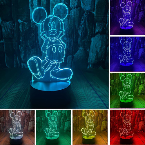 Mickey Mouse Minnie Mice Juguete 3d Led Acrilico Luz Cr