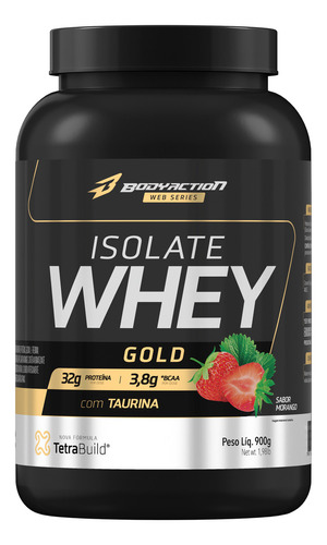 Whey Isolate Gold 900g Proteína Isolada Bodyaction Sabor Morango