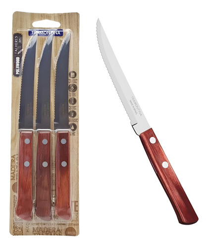 Cuchillo Mesa Asado Tramontina Madera Polywood Pack X 3 Unid