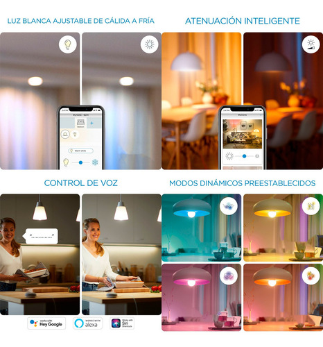 Imagen 6 de 6 de Ampolleta Led Inteligente Wiz Luz Fria & Calida 9w E27 Wifi