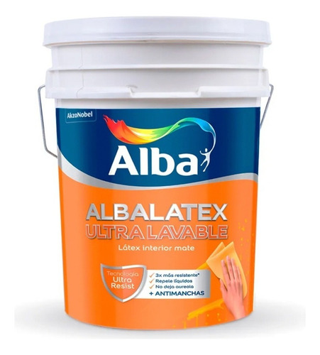 Albalatex Ultralavable Mate Pintura Latex Interior X 20 Lts Alba - Color Blanco