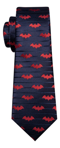 6210 Corbata Seda Negra Morada Batman Pañuelo Mancuernillas Color Azul Marino 6782