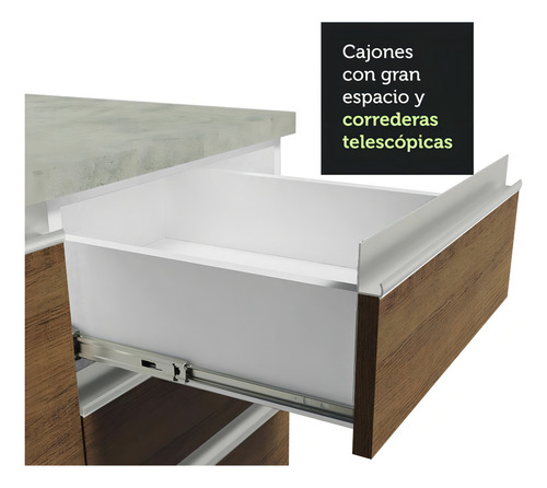 Mueble de Cocina Integral Madesa Glamy 200cm Blanco/Marrón