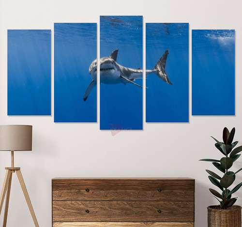 Políptico Tiburones Mar Ctb4 Canvas Grueso 150x80