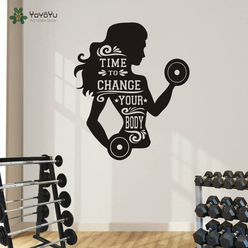 Imagen 1 de 2 de Diseño Adhesivo Gimnasio Gym Mujer Pesas Envío Gratis