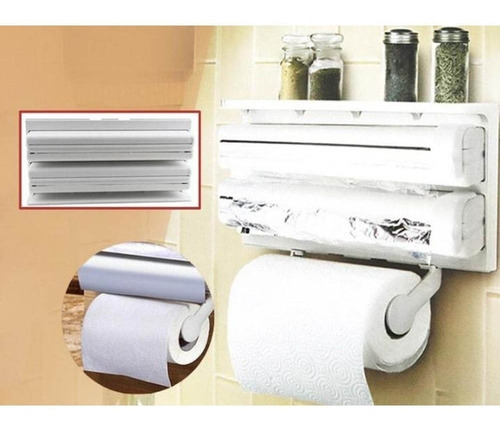 Suporte Papel Toalha Dispenser Cozinha Triple Paper 3 Em 1