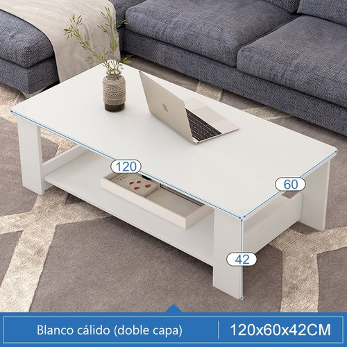 Mesa De Centro 120 Cm Mesa Auxiliar De Madera Moderna Blanco