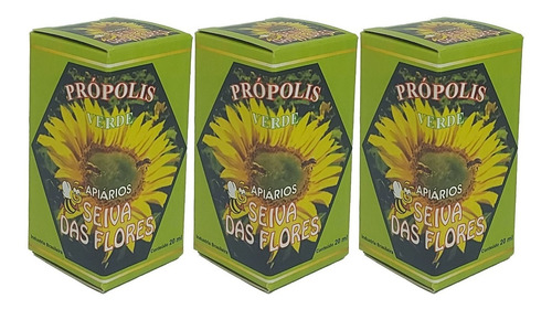 03 Extrato De Própolis Verde 20 Ml Apiários Seiva Das Flores