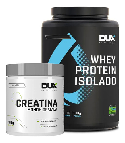 Combo Dux Whey Isolado 900g + Creatina 300g - Dux Nutrition Sabor Chocolate