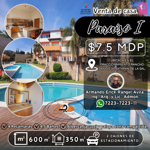 Casa Paraíso I Completamente Amueblada, Decorada Con Alberca, Jauzzi Y Enorme Jardín En Fracc Rancho San Diego Ixtapan De La Sal Edomex