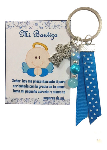 30 Recuerdos Bautizo Niño Listón Azul