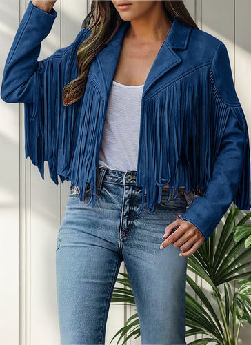 Abrigo Con Flecos Para Mujer, De Gamuza Sintética, Cómodo, Estilo Vaquero