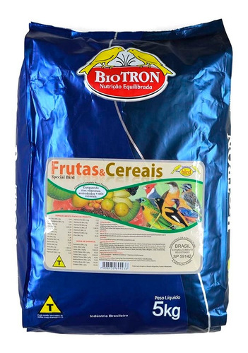 Frutas E Cereais 5kg - Biotron - Ração Para Aves E Pássaros