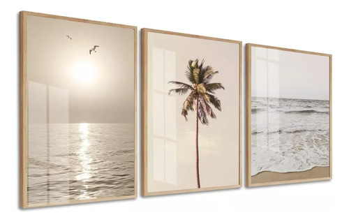 Quadros Decorativos Praia Mar Paisagem Coqueiro 23x33 Vidro