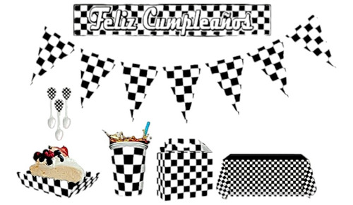 Kit  Suministros Grand Prix Deco Cars Fiesta Cumpleaños Plat