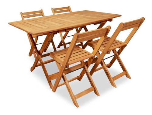 Imagen 3 de 5 de Mesa Plegable Madera Eucaliptus 1.40x80 Ecomadera