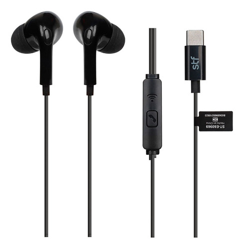 Audífonos Alámbricos In Ear Stf Tipo-c, Micrófono, Negro