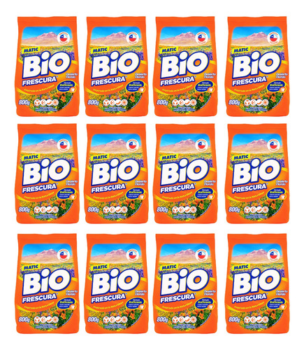 Pack 12 Detergente En Polvo Bio Frescura 800g Colección